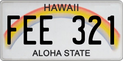 HI license plate FEE321