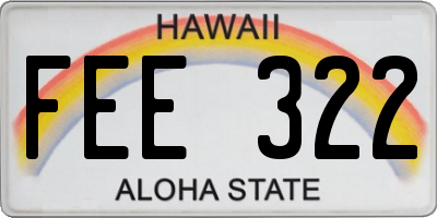 HI license plate FEE322