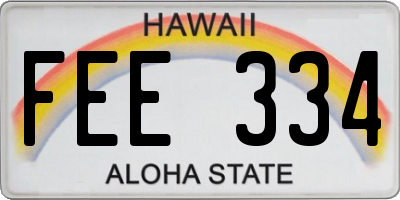 HI license plate FEE334