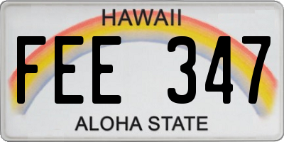 HI license plate FEE347