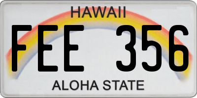 HI license plate FEE356