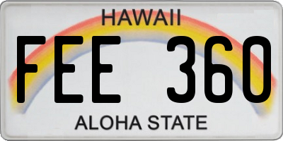 HI license plate FEE360
