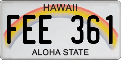 HI license plate FEE361