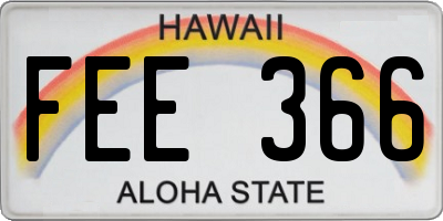HI license plate FEE366