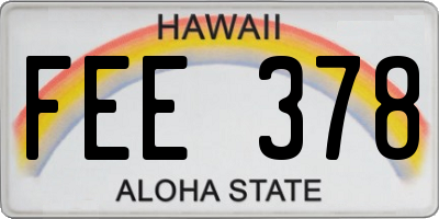 HI license plate FEE378