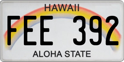 HI license plate FEE392
