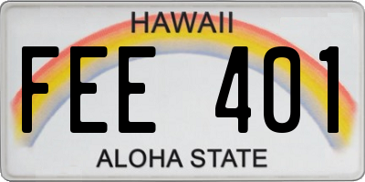 HI license plate FEE401