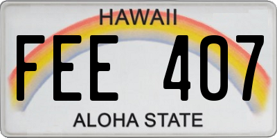 HI license plate FEE407