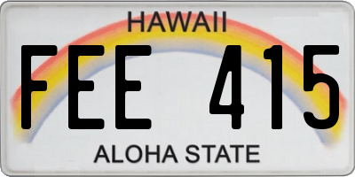 HI license plate FEE415