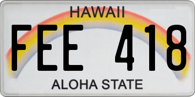 HI license plate FEE418