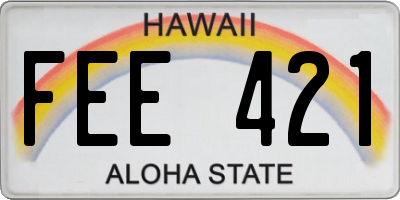 HI license plate FEE421