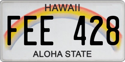 HI license plate FEE428