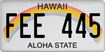 HI license plate FEE445