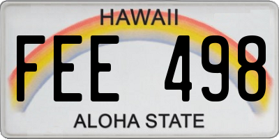 HI license plate FEE498
