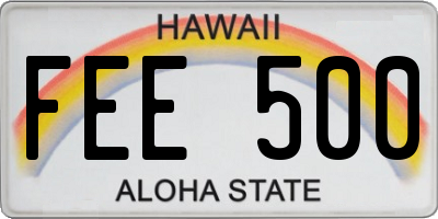 HI license plate FEE500