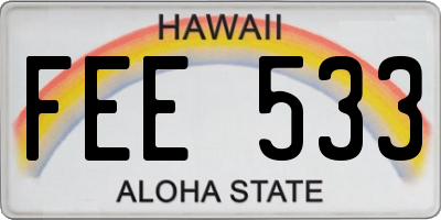 HI license plate FEE533