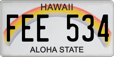 HI license plate FEE534