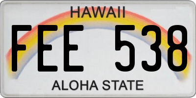 HI license plate FEE538