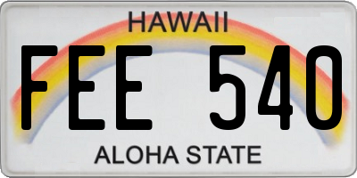 HI license plate FEE540