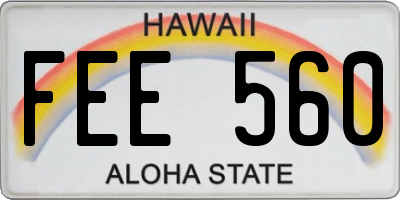 HI license plate FEE560