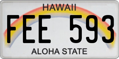 HI license plate FEE593