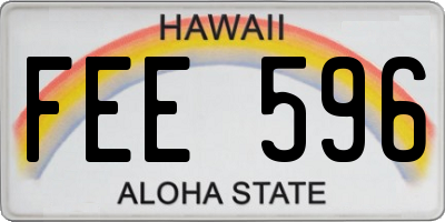 HI license plate FEE596