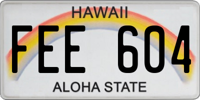 HI license plate FEE604