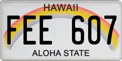 HI license plate FEE607