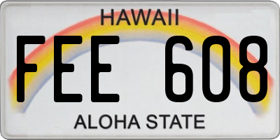 HI license plate FEE608