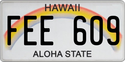 HI license plate FEE609