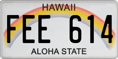 HI license plate FEE614