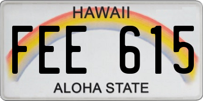 HI license plate FEE615