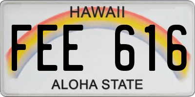 HI license plate FEE616
