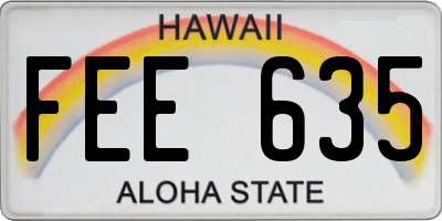 HI license plate FEE635