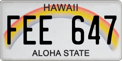 HI license plate FEE647