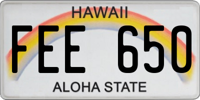 HI license plate FEE650