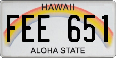 HI license plate FEE651