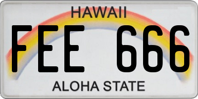 HI license plate FEE666