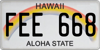 HI license plate FEE668