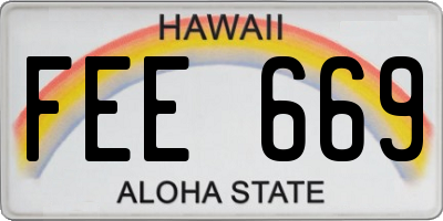 HI license plate FEE669