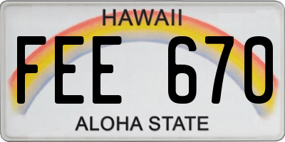 HI license plate FEE670
