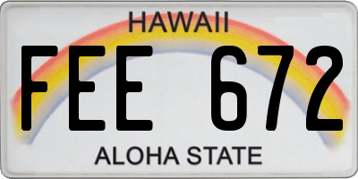 HI license plate FEE672