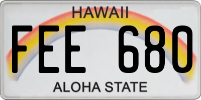 HI license plate FEE680