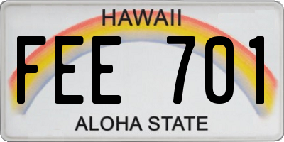 HI license plate FEE701
