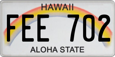 HI license plate FEE702