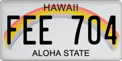 HI license plate FEE704