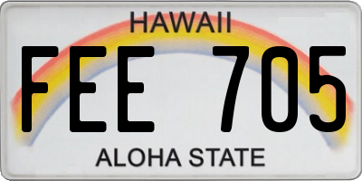 HI license plate FEE705