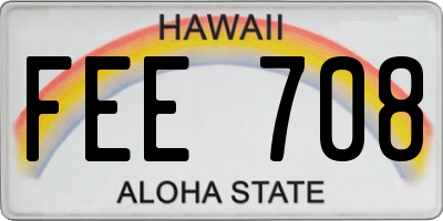 HI license plate FEE708