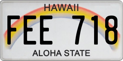 HI license plate FEE718