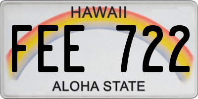 HI license plate FEE722